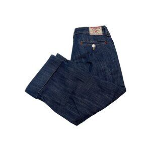 Vintage True Religion‎ Jeans Womens 27 Rosie Crop Capri Denim Dark Wash Cuffed